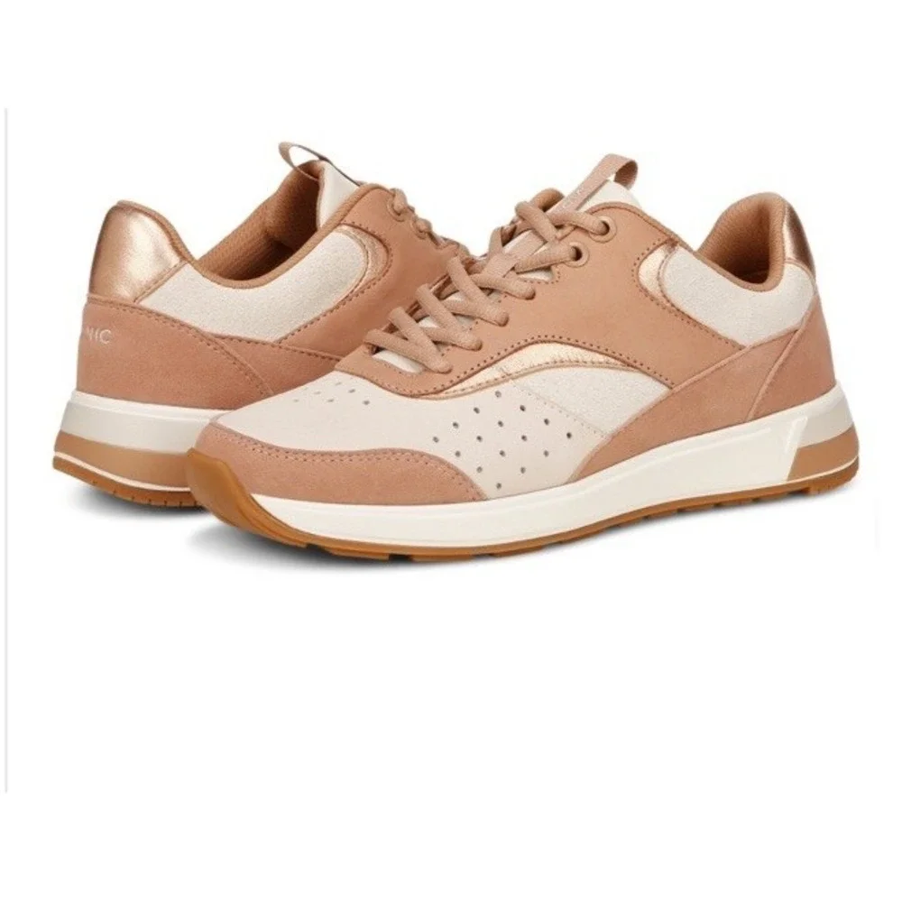 Vionic Sneaker Nova Womens 6.5 Macaroon‎ Brown Cream  Suede New
